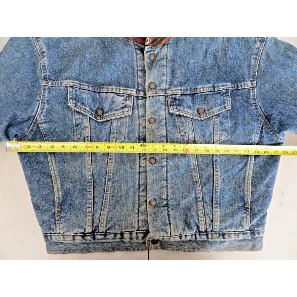 VTG 90s Levi's Authentic Aztec Wool Blanket Lined Denim Jacket Mens Medium 10/92 - Picture 12 of 16